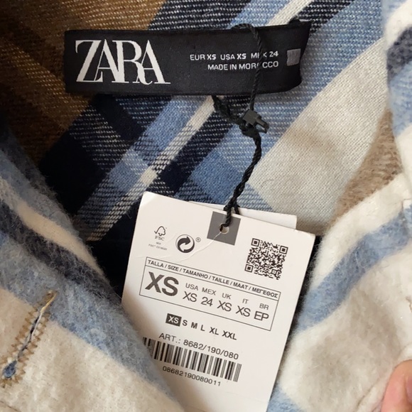 NWT Zara Button Front Plaid Shacket - Picture 2 of 6